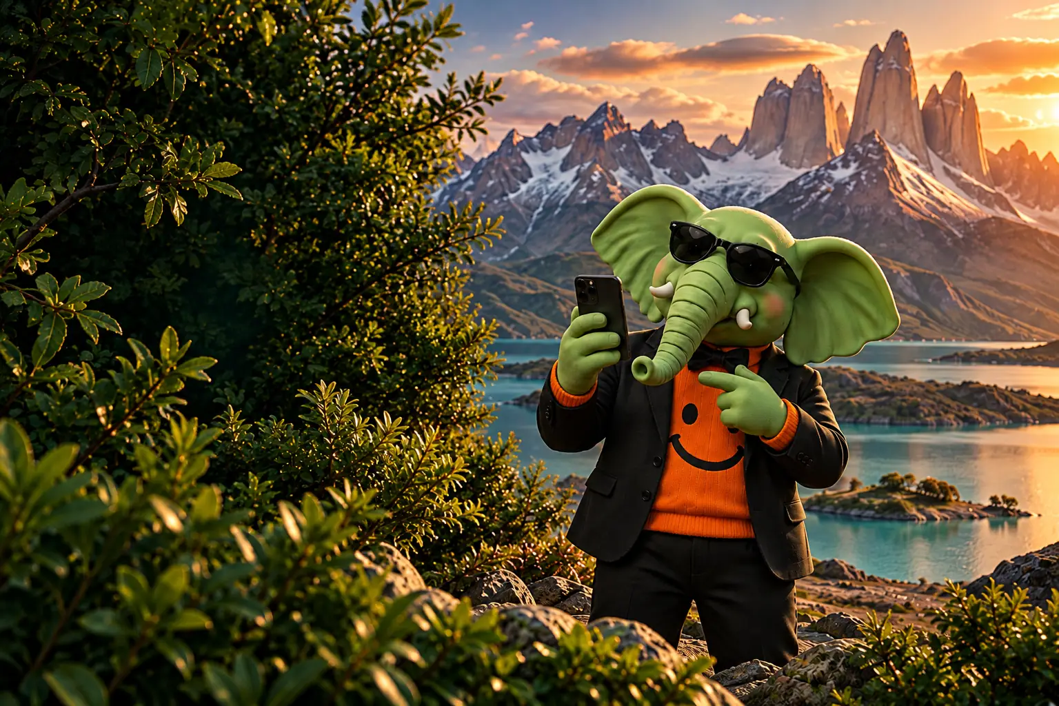 Our elephant guide at the granite towers of Torres del Paine